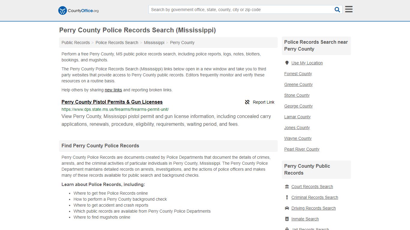 Police Records Search - Perry County, MS (Accidents & Arrest Records)