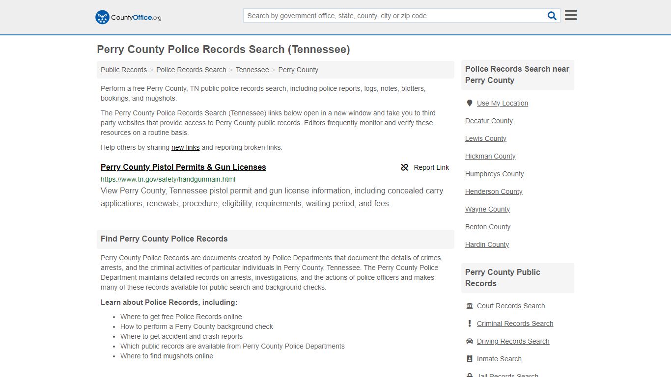 Police Records Search - Perry County, TN (Accidents & Arrest Records)