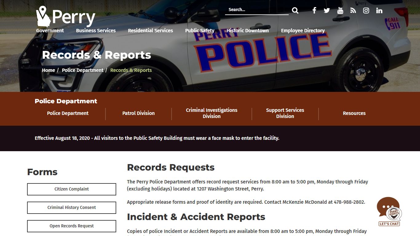 Records & Reports | City of Perry